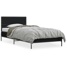 Bedframe bewerkt hout en metaal zwart 90x190 cm