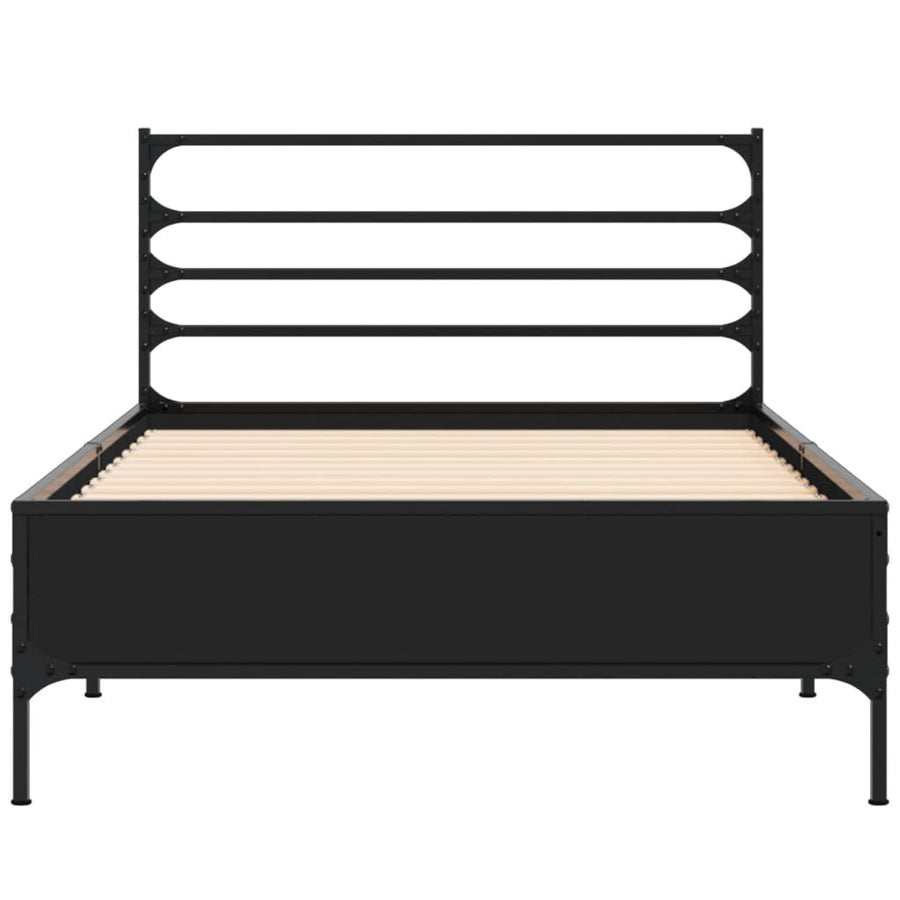 Bedframe bewerkt hout en metaal zwart 90x200 cm