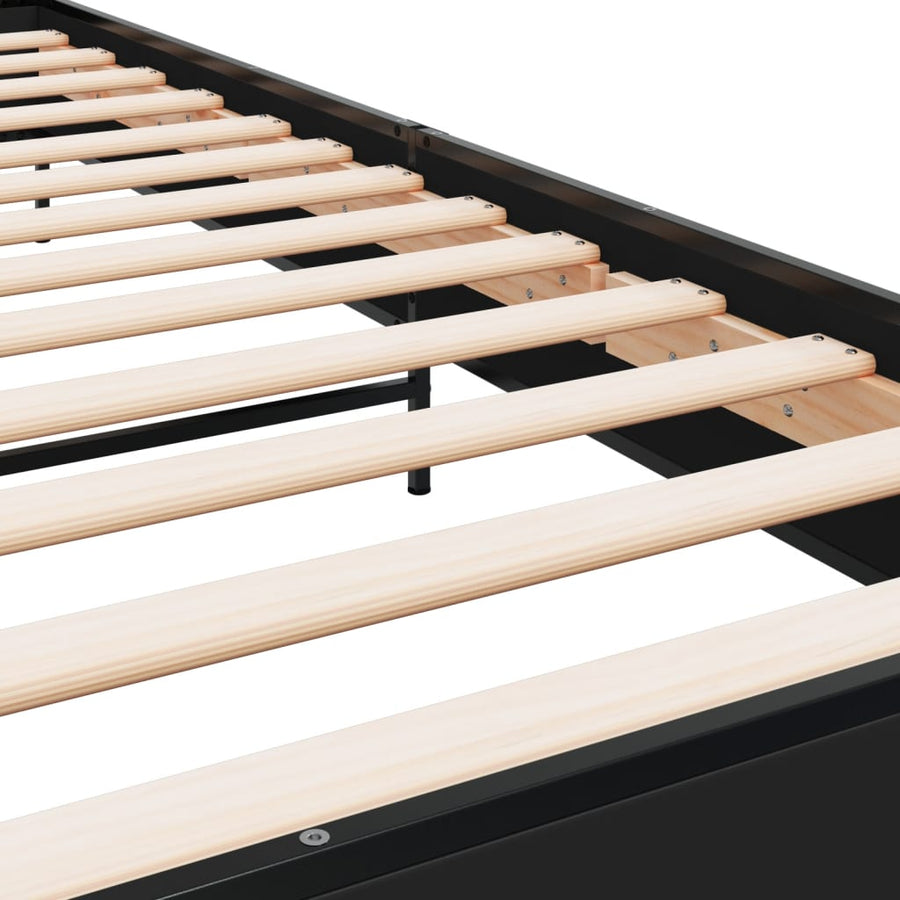 Bedframe bewerkt hout en metaal zwart 90x200 cm