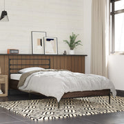 Bedframe 90x200 cm bewerkt hout metaal bruin eikenkleurig