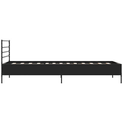 Bedframe bewerkt hout en metaal zwart 75x190 cm