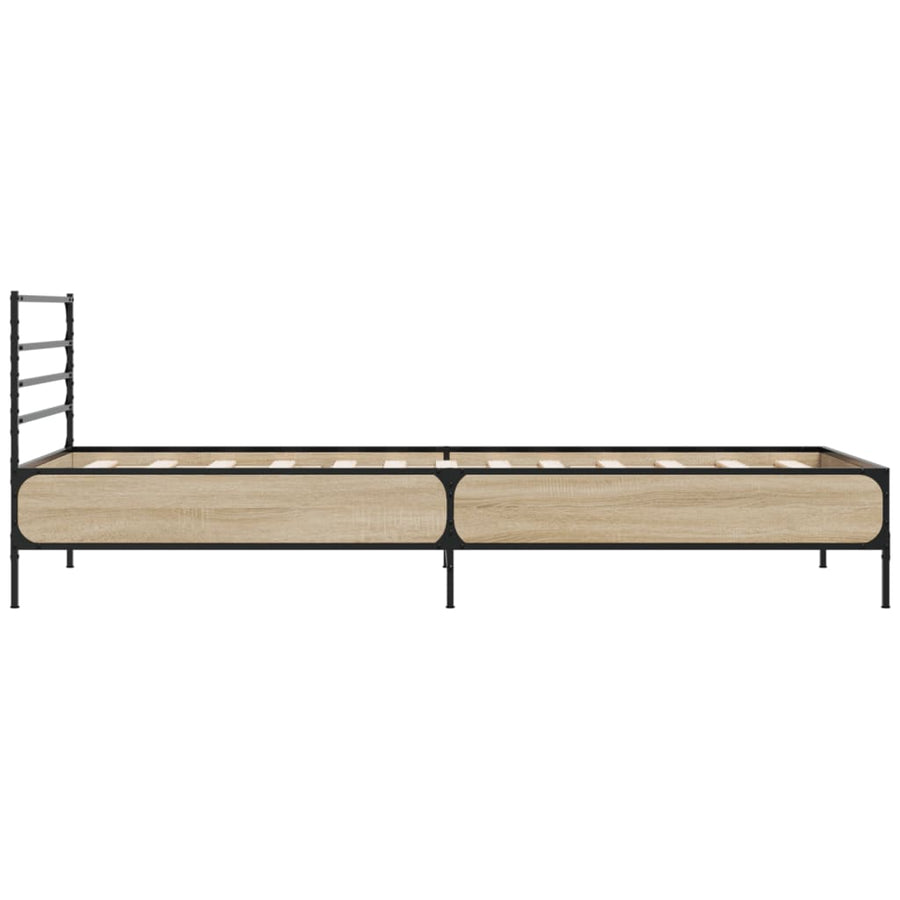 Bedframe bewerkt hout en metaal sonoma eikenkleurig 75x190 cm