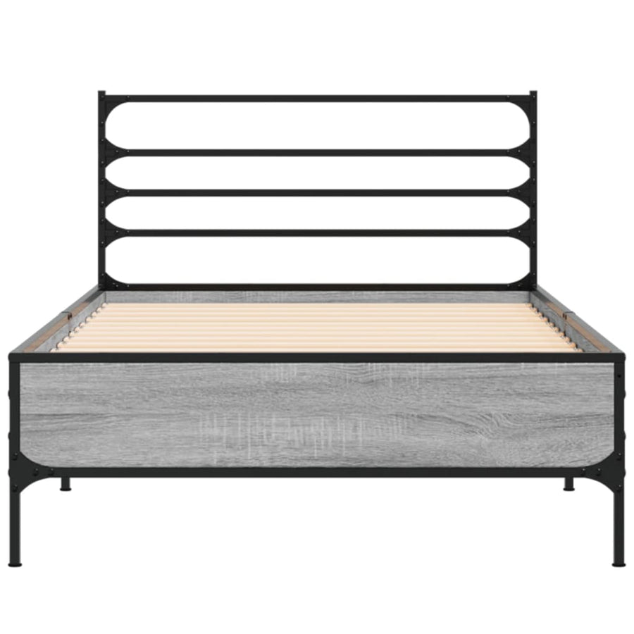 Bedframe bewerkt hout en metaal grijs sonoma eiken 75x190 cm