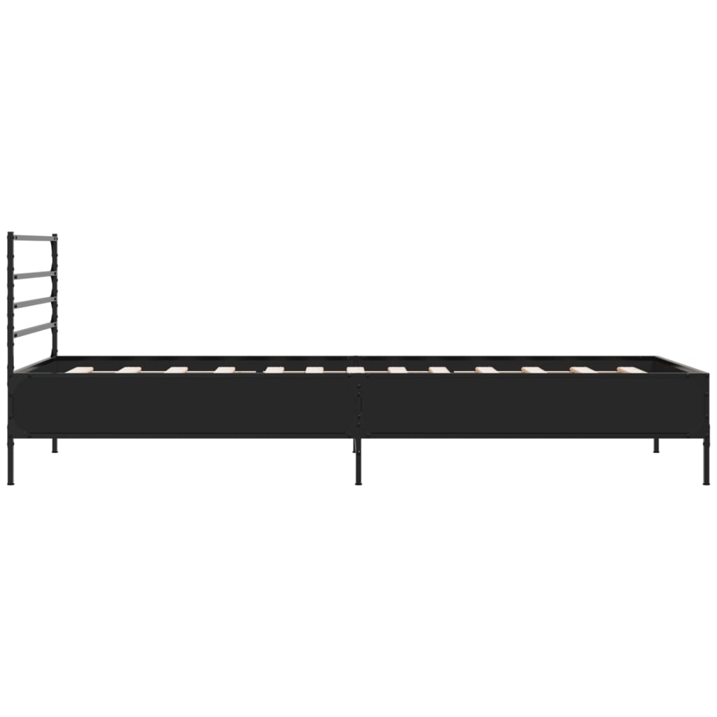 Bedframe bewerkt hout en metaal zwart 90x190 cm