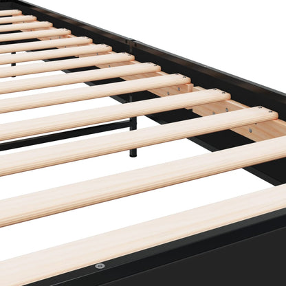 Bedframe bewerkt hout en metaal zwart 90x190 cm