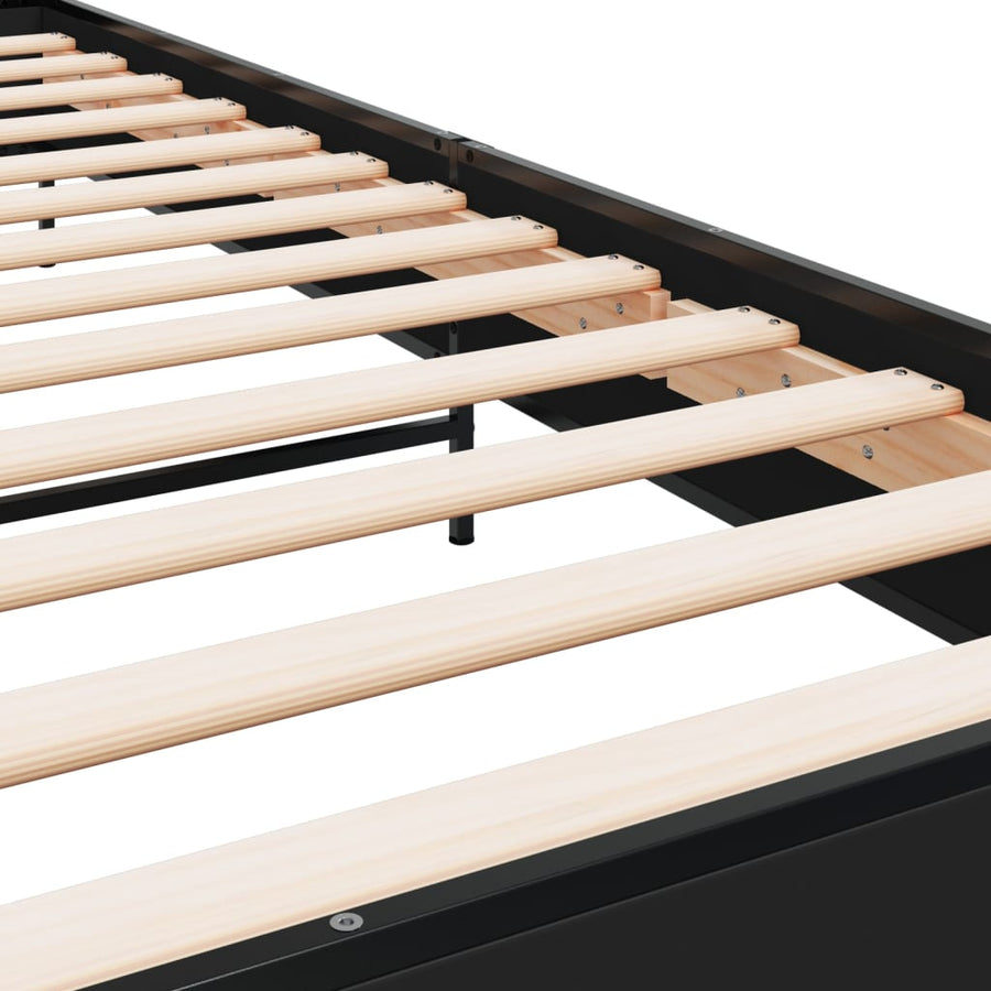 Bedframe bewerkt hout en metaal zwart 90x190 cm