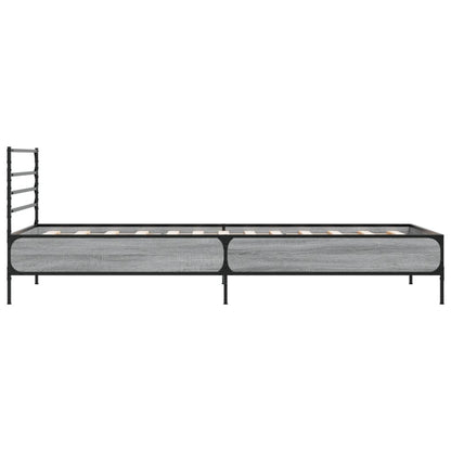 Bedframe bewerkt hout en metaal grijs sonoma eiken 90x190 cm