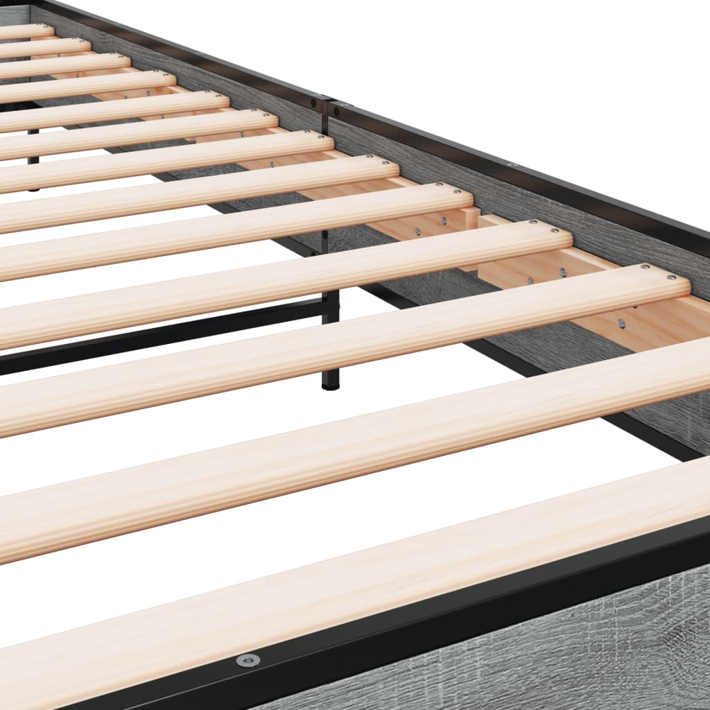Bedframe bewerkt hout en metaal grijs sonoma eiken 90x190 cm