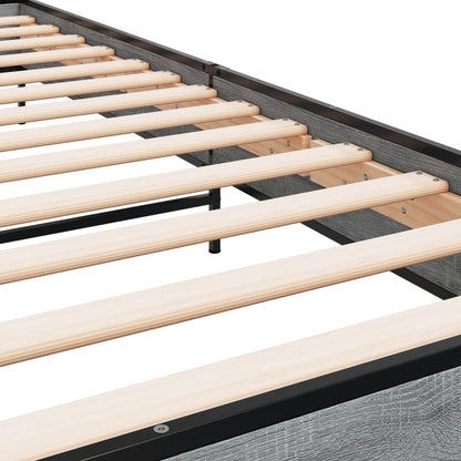Bedframe bewerkt hout en metaal grijs sonoma eiken 90x190 cm