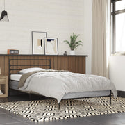 Bedframe 90x190 cm bewerkt hout metaal grijs