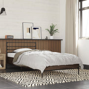 Bedframe 90x190 cm bewerkt hout metaal bruin eiken