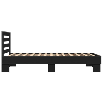 Bedframe bewerkt hout en metaal zwart 100x200 cm
