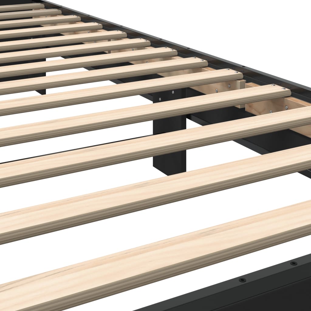 Bedframe bewerkt hout en metaal zwart 100x200 cm