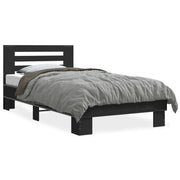 Bed frame in black ornate wood and metal 100x200 cm