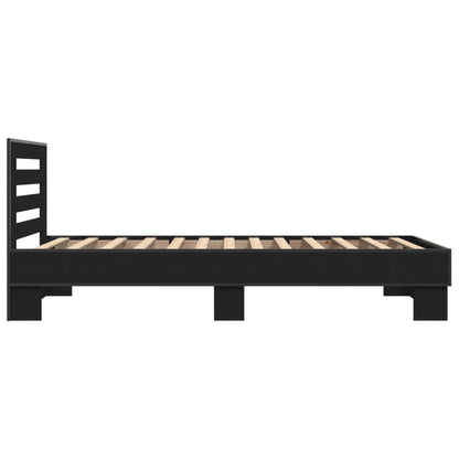 Bedframe bewerkt hout en metaal zwart 75x190 cm
