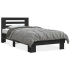 Bed frame carved wood and black metal 75x190 cm
