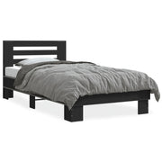 Bedframe 75x190 cm bewerkt hout metaal zwart