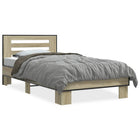 Bed frame engineered wood and metal sonoma oak 75x190 cm