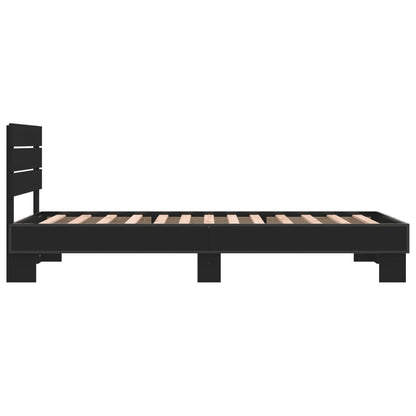 Bedframe bewerkt hout en metaal zwart 90x200 cm