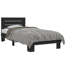 Bedframe bewerkt hout en metaal zwart 90x200 cm