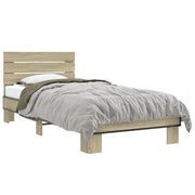 Bedframe 90x200 cm bewerkt hout metaal sonoma eiken