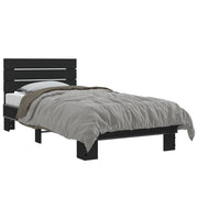 Bedframe 75x190 cm bewerkt hout metaal zwart