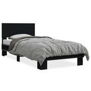 Bedframe 75x190 cm bewerkt hout metaal zwart
