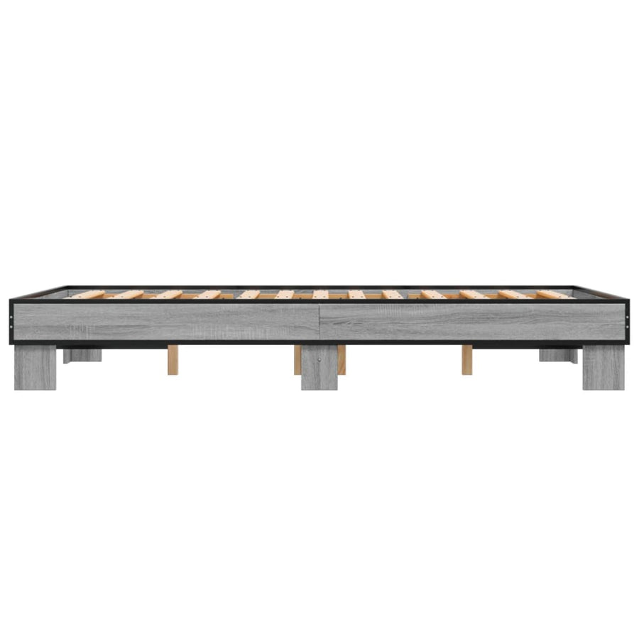 Bedframe bewerkt hout metaal grijs sonoma eiken 140x200 cm