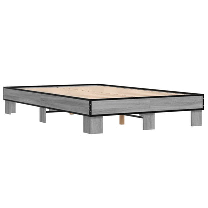 Bedframe bewerkt hout metaal grijs sonoma eiken 140x200 cm