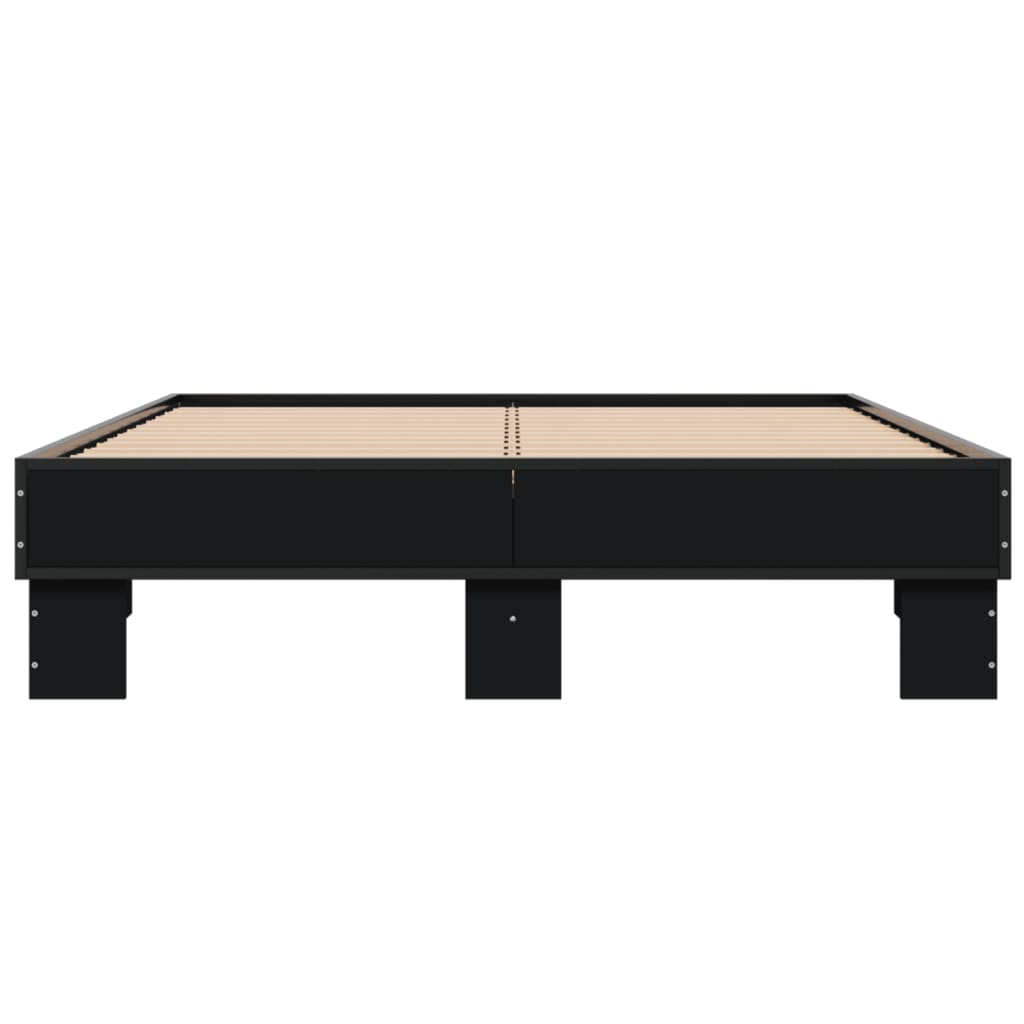 Bedframe bewerkt hout metaal zwart 120x200 cm