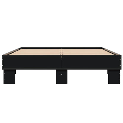 Bedframe bewerkt hout metaal zwart 120x200 cm