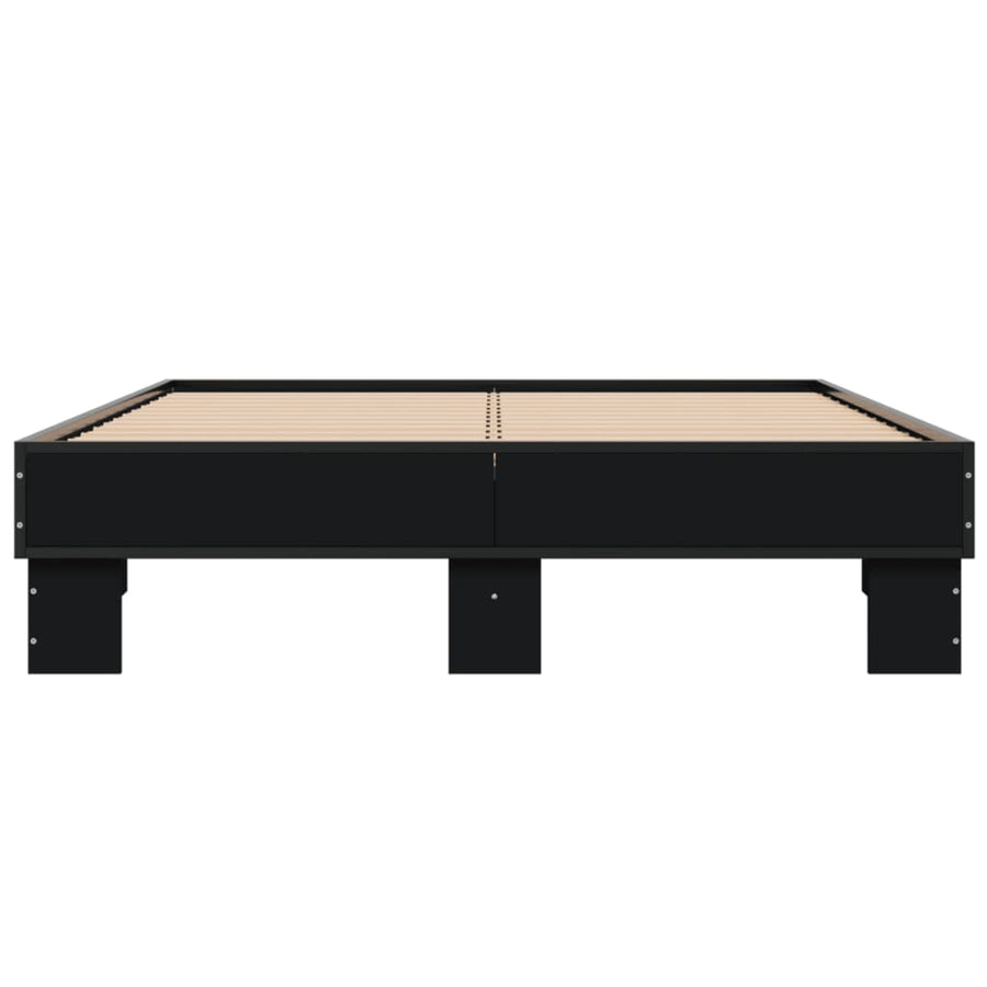 Bedframe bewerkt hout metaal zwart 120x200 cm
