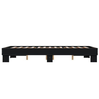 Bedframe bewerkt hout metaal zwart 120x200 cm