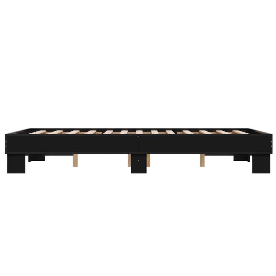 Bedframe bewerkt hout metaal zwart 120x200 cm