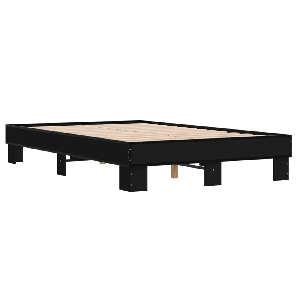 Bedframe bewerkt hout metaal zwart 120x200 cm