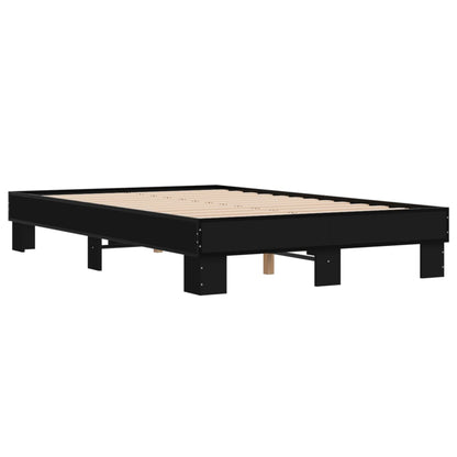 Bedframe bewerkt hout metaal zwart 120x200 cm