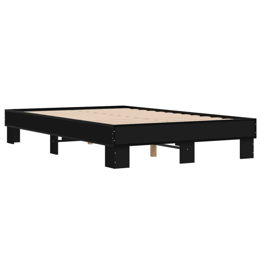 Bedframe bewerkt hout metaal zwart 120x200 cm