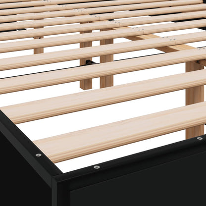 Bedframe bewerkt hout metaal zwart 120x200 cm