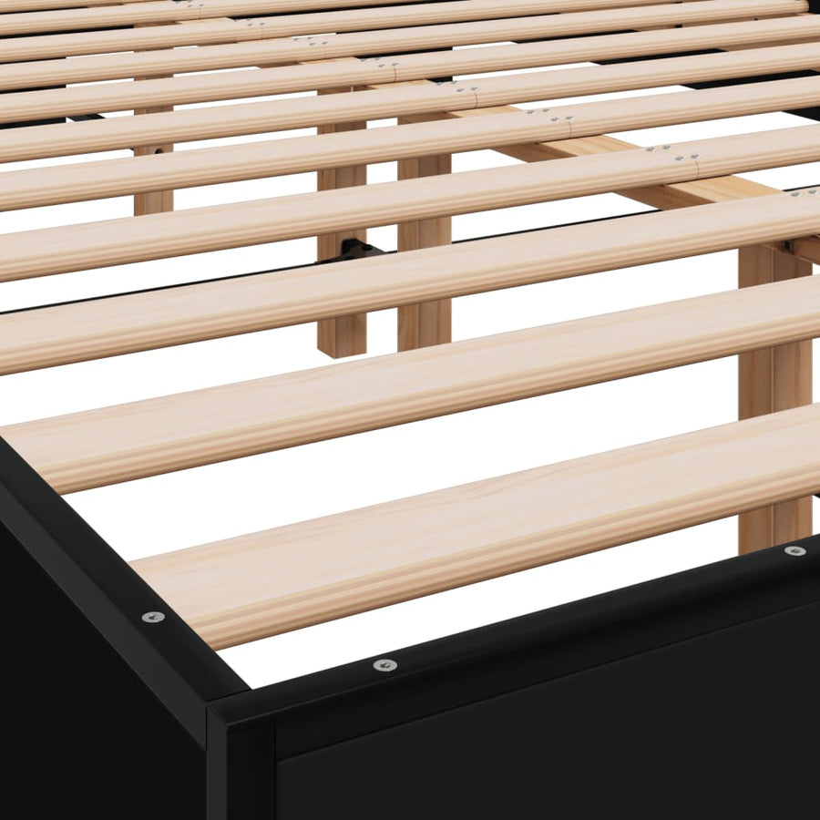 Bedframe bewerkt hout metaal zwart 120x200 cm