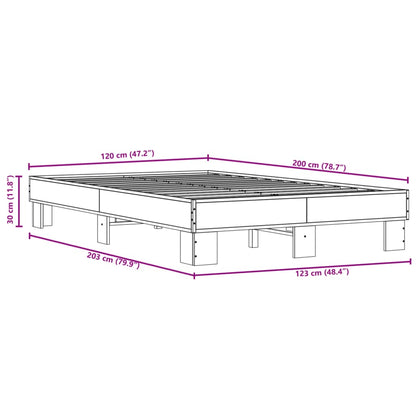 Bedframe bewerkt hout metaal zwart 120x200 cm