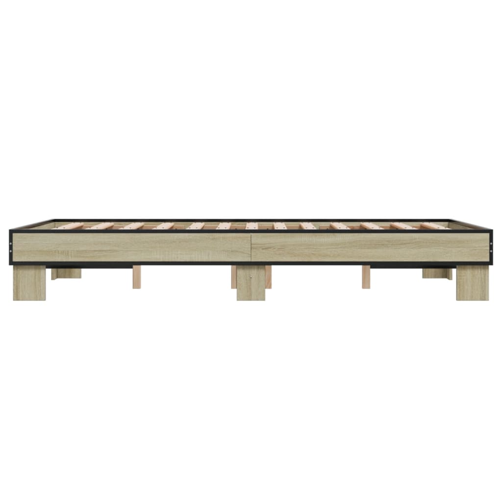 Bedframe bewerkt hout metaal sonoma eikenkleurig 120x200 cm