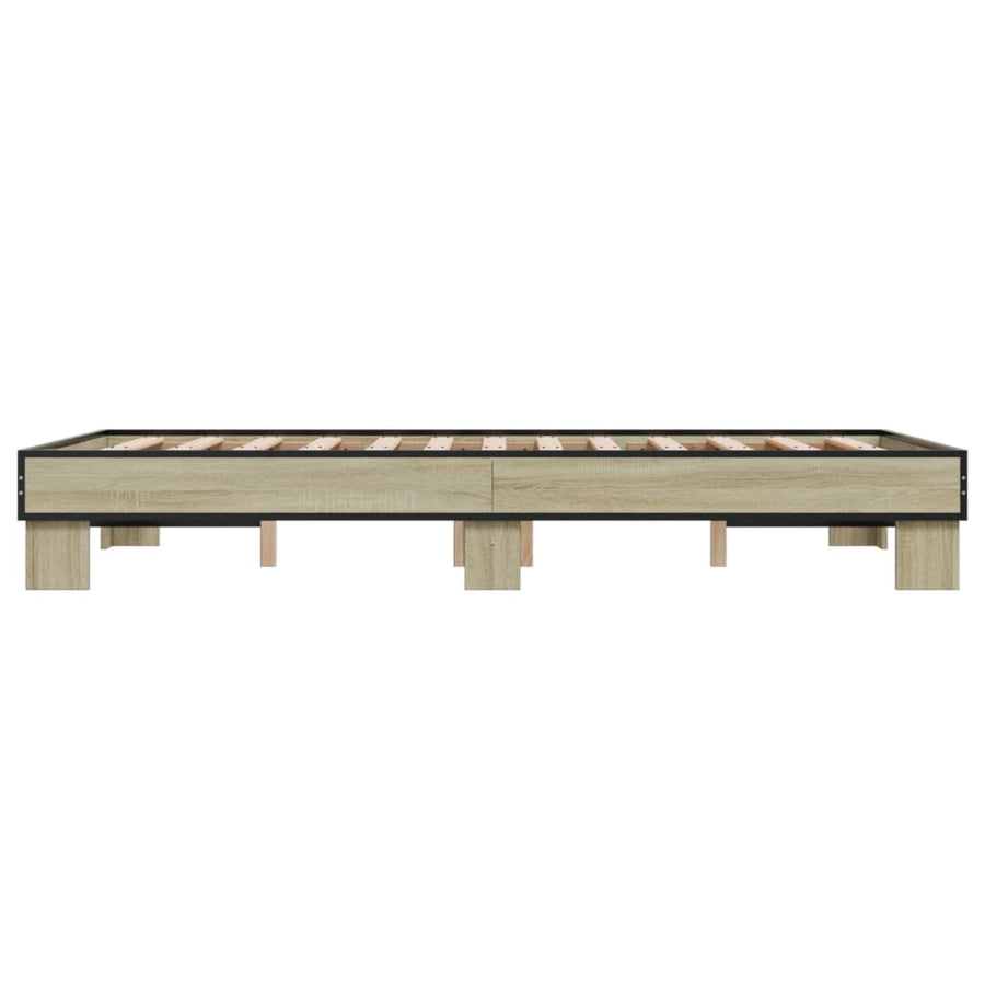 Bedframe bewerkt hout metaal sonoma eikenkleurig 120x200 cm