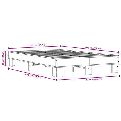 Bedframe bewerkt hout metaal sonoma eikenkleurig 120x200 cm