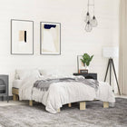 Sonoma oak 120x200 cm bed frame with carved wooden and metal details