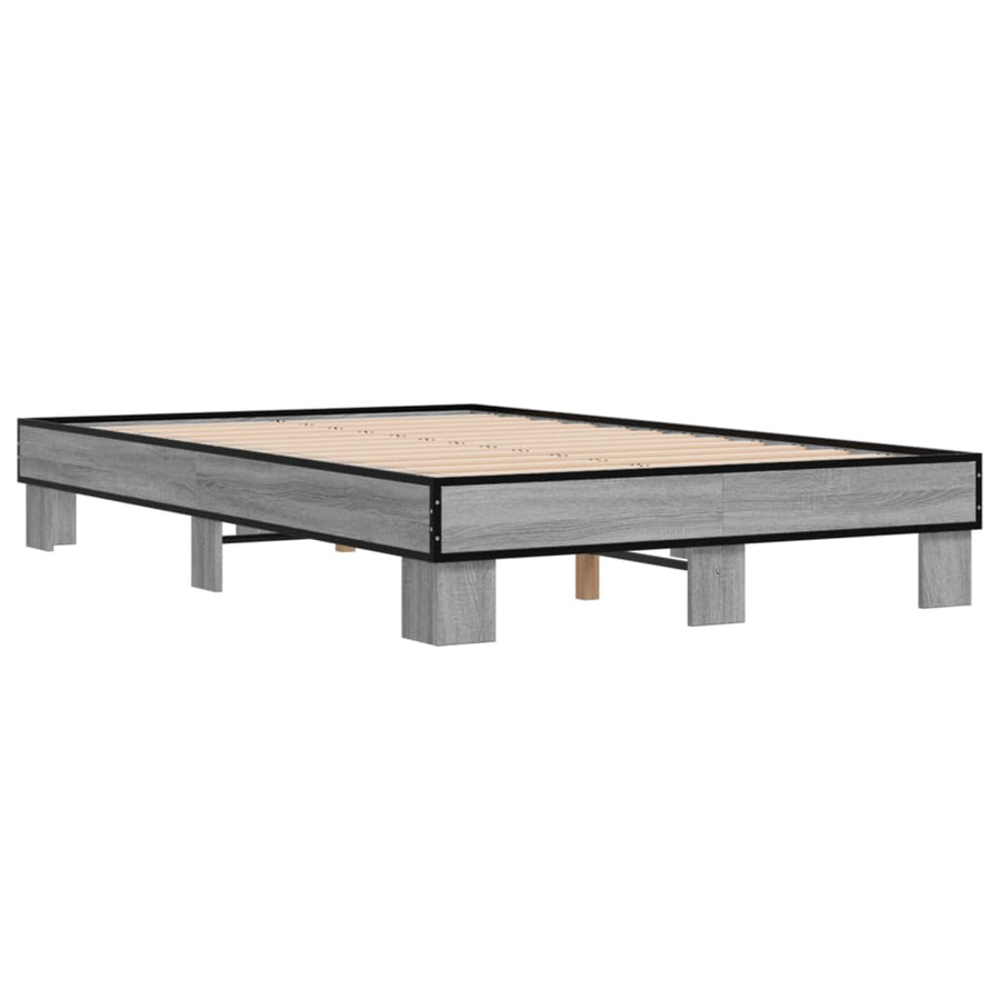 Bedframe bewerkt hout metaal grijs sonoma eiken 120x200 cm