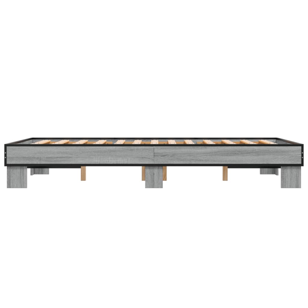 Bedframe bewerkt hout metaal grijs sonoma eiken 120x200 cm