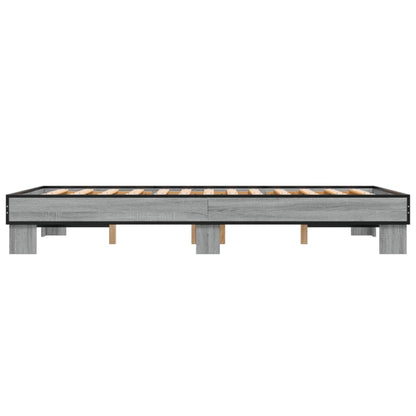Bedframe bewerkt hout metaal grijs sonoma eiken 120x200 cm