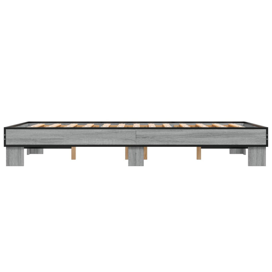Bedframe bewerkt hout metaal grijs sonoma eiken 120x200 cm