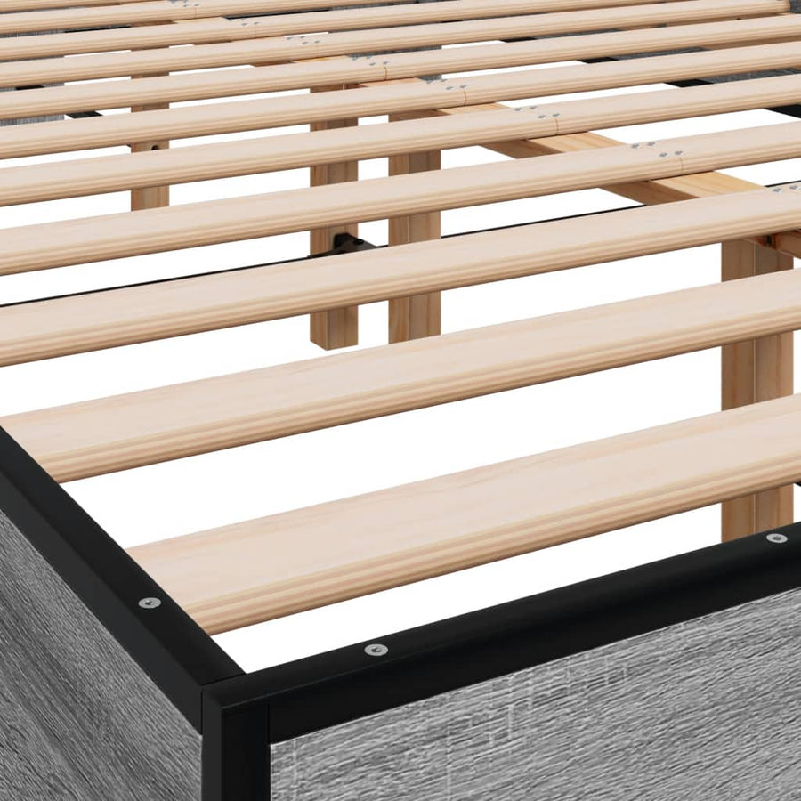 Bedframe bewerkt hout metaal grijs sonoma eiken 120x200 cm