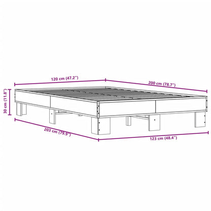 Bedframe bewerkt hout metaal bruin eikenkleur 120x200 cm